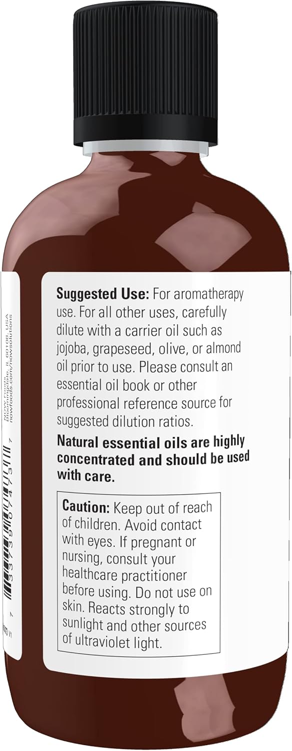NOW Essential Oils, Grapefruit Oil, Sweet Citrus Aromatherapy Scent, Cold Pressed, 100% Pure, Vegan, Child Resistant Cap, 4-