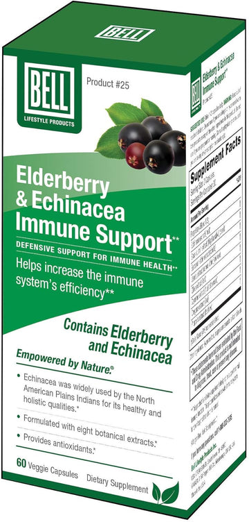 Bell Elderberry & Echinacea Immune Support Lifestyle Products | Nutritional Support for The Immune System and Help for Germ Protection | 60 Capsules