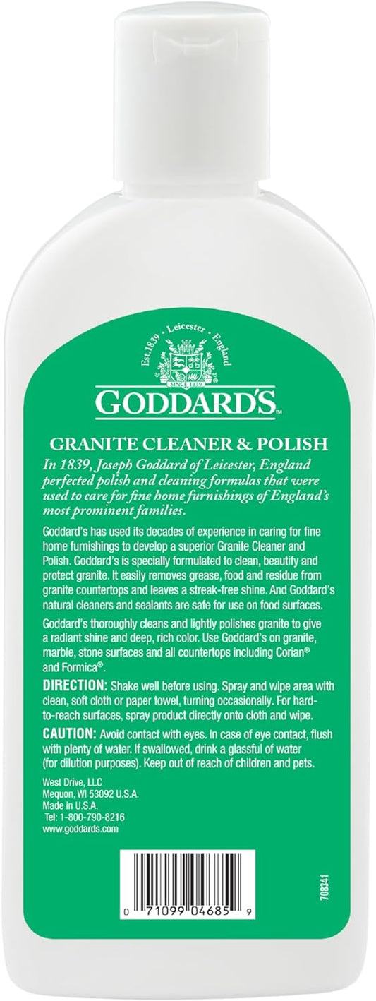 Goddard’s Marble & Granite Polish Carnauba Wax Countertop Cleaner for Scratches & Stains on Kitchen Island, Stone Surfaces, Sealer & Protectant, 8 oz