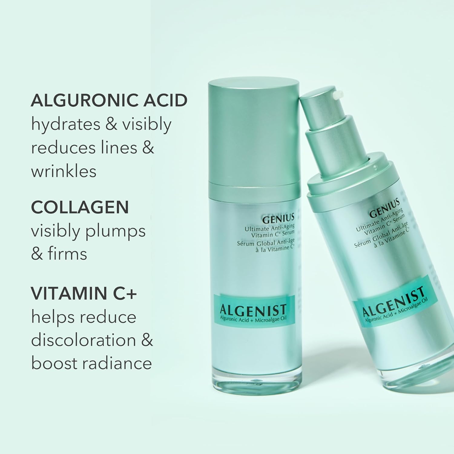 Algenist Genius Ultimate Anti-Aging Vitamin C+ Serum - Vegan Brightening Serum With Alguronic Acid & Microalgae Oil - Non-Comedogenic & Hypoallergenic Skincare : Beauty & Personal Care