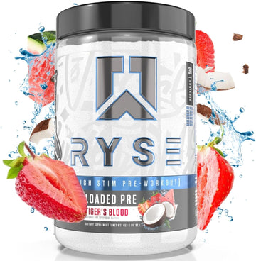 RYSE Up Supplements Loaded Pre Workout Powder Supplement for Men & Women | Pumps, Energy, Focus | Beta Alanine + Citrulline | 390mg Caffeine | 30 Servings (Tiger's Blood)