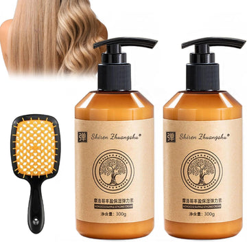 Shien Zhuangshu, Long-Lasting Styling Moroccan Volume Moisturizing Elasticity, Morocco Moisture Styling Elastin For Dry Damaged Curly Hair Care (2Pcs)