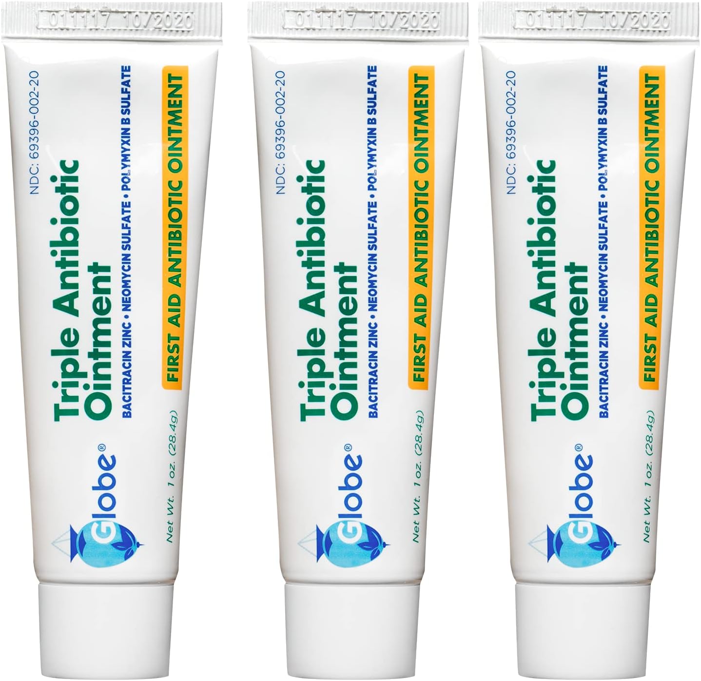 Globe (3 Pack) 1Oz Triple Antibiotic Ointment, First Aid Ointment For Minor Scratches And Wounds And Prevents Infection, Compare To The Active Ingredients Of Leading Brand