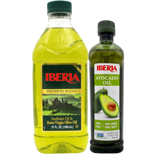 Iberia 100% Pure Avocado Oil, 16.9 fl oz + Iberia Extra Virgin Olive Oil & Sunflower Oil Blend, 51 fl oz : Grocery & Gourmet Food