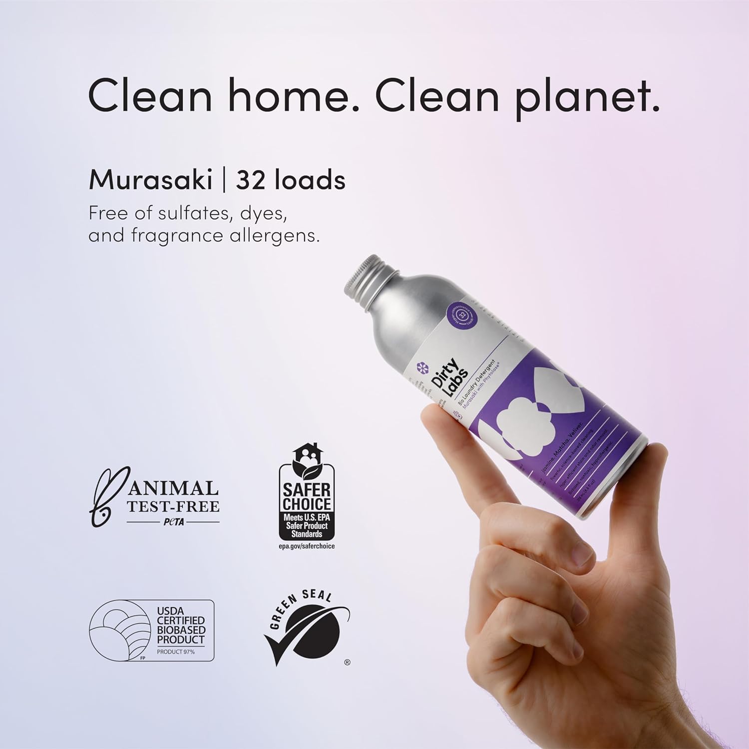 Dirty Labs | Laundry Detergent Scented Kit | Signature & Murasaki | 2x 32 Loads | Hyper-Concentrated | High Efficiency & Standard Machine Washing | Nontoxic, Biodegradable : Health & Household