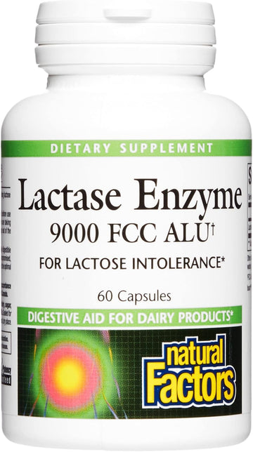 Natural Factors, Lactase Enzyme, Digestive Aid For Lactose and Dairy Intolerance, 60 Capsules