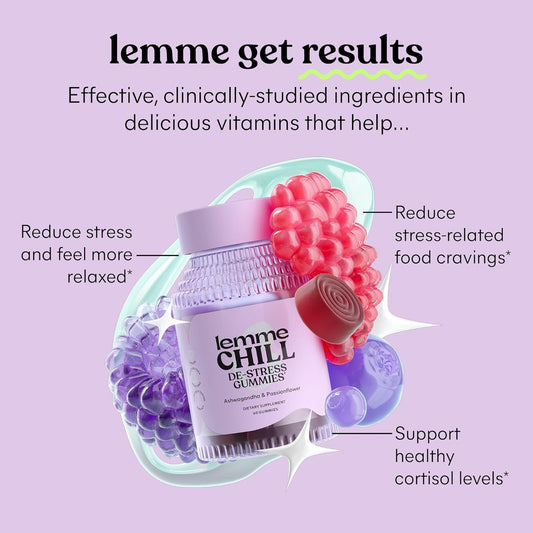 Lemme Chill & Sleep Bundle - Stress Relief Gummies with KSM-66 Ashwagandha & Deep Sleep Gummies with Melatonin and Magnesium to Fall Asleep Faster - Vegan, Gluten-Free and Non-GMO (Variety Pack of 2)