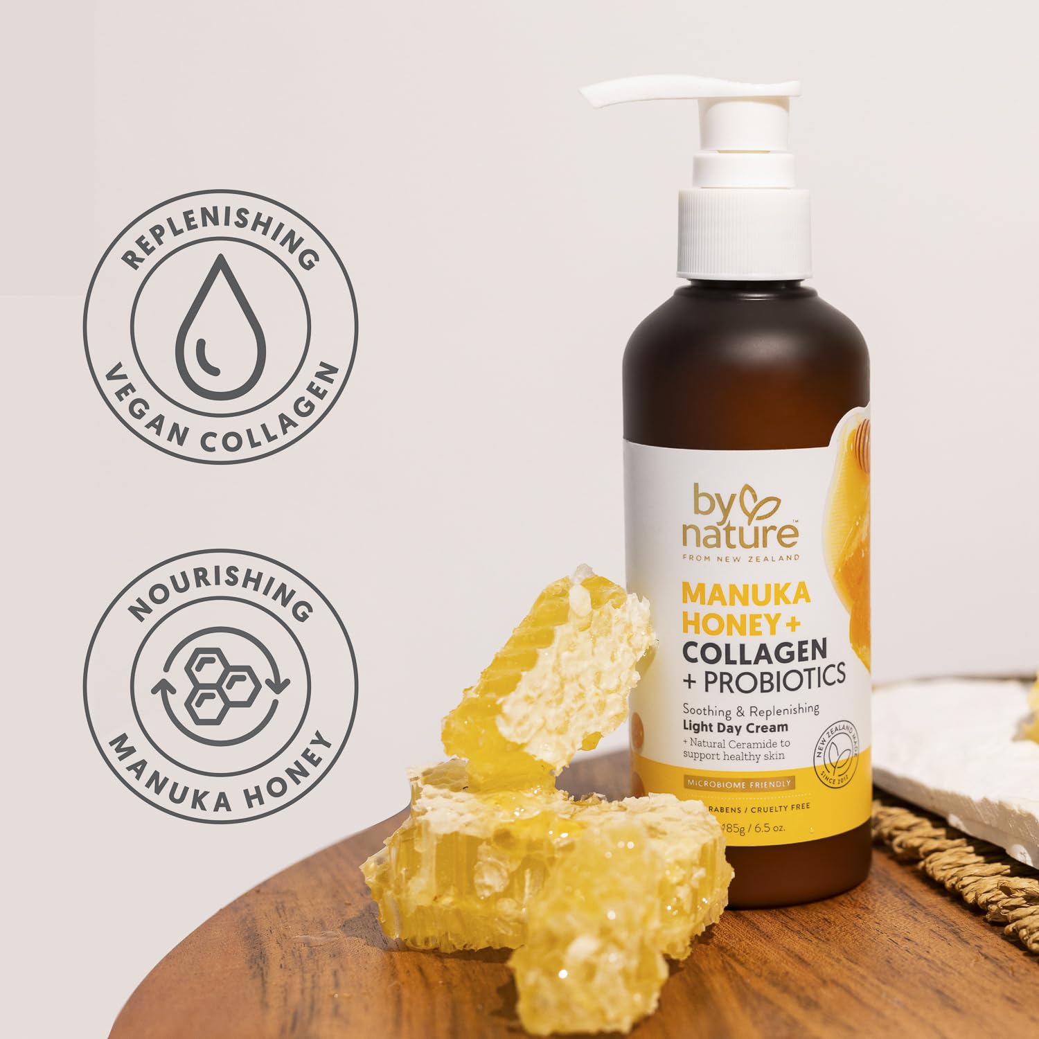 By Nature Manuka Honey + Collagen + Probiotics Day Cream - Nourishing Formula To Soothen Your Skin - Skincare From New Zealand - 6.5 Oz : Beauty & Personal Care