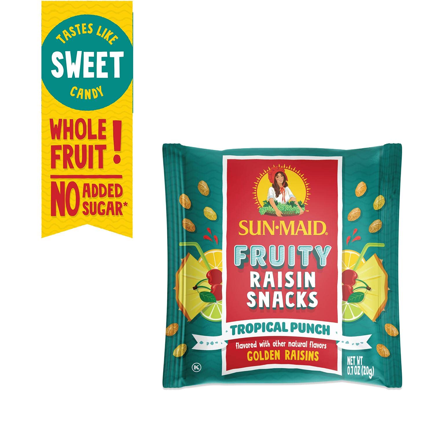 Sun-Maid • Tropical Punch Fruity Raisins Snacks, 0.7 Ounce Box (21 Total), Dried Fruit, 0G Added Sugar, Non-Gmo, Healthy Lunch Box Snack