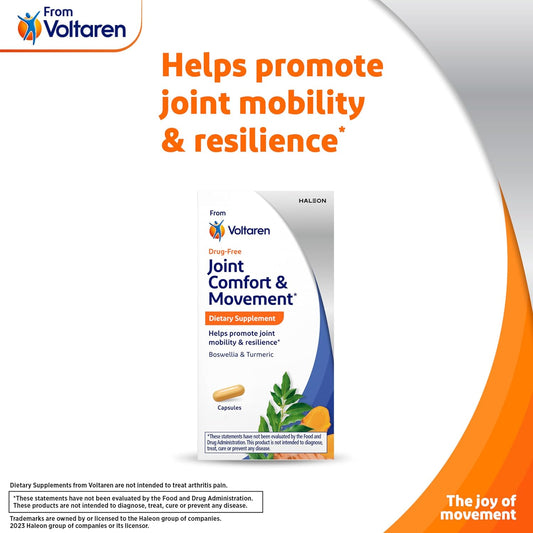Voltaren Joint Comfort and Movement Dietary Supplement from Voltaren, with Boswellia and Turmeric for Joint Support, Movement and Flexibility ? 30 Count Bottle