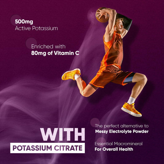 Potassium Supplement High Strength 1460Mg With Vitamin C - Electrolytes Tablets - 3 Months Supply - 180 Vegan Potassium Tablets For Muscle Function - Natural Electrolytes Support - Superior Absorption