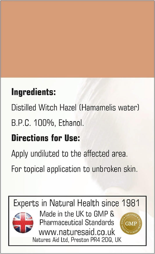 Natures Aid Distilled Witch Hazel 150Ml - Natural Skin Care - Gentle Astringent Hydrates & Cleanses, Soothes Irritation - Promotes Healthy Skin Tone - Vegan, Gluten Free, Non-Gmo - Anti-Inflammatory
