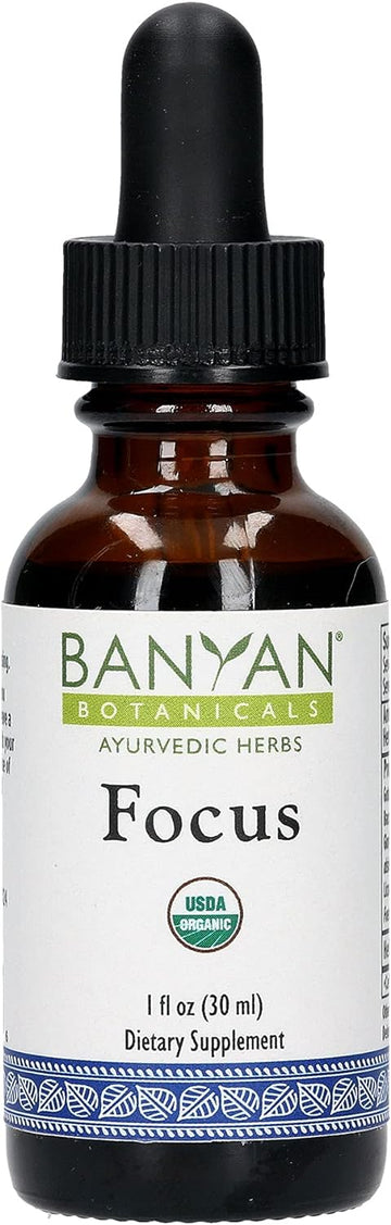 Banyan Botanicals Organic Focus Liquid Extract – USDA Organic Ayurvedic Herbal Nootropic for Mental Clarity & Concentration, 1 oz