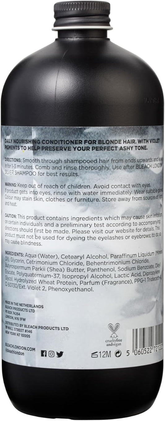 Bleach London Silver Conditioner Xl, Ashy Blonde Coloured Conditioner, Combat Brassiness With Vibrant Purple Pigment, Ideal For All Hair Types - By Bleach London 500 Ml