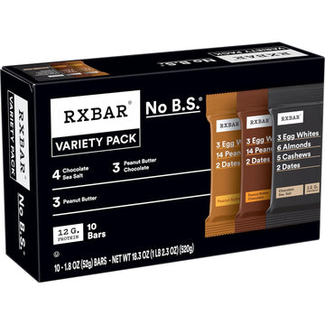 Rxbar Protein Bars, Protein Snacks, Snack Bars, Variety Pack, 18.3Oz Box (10 Bars)