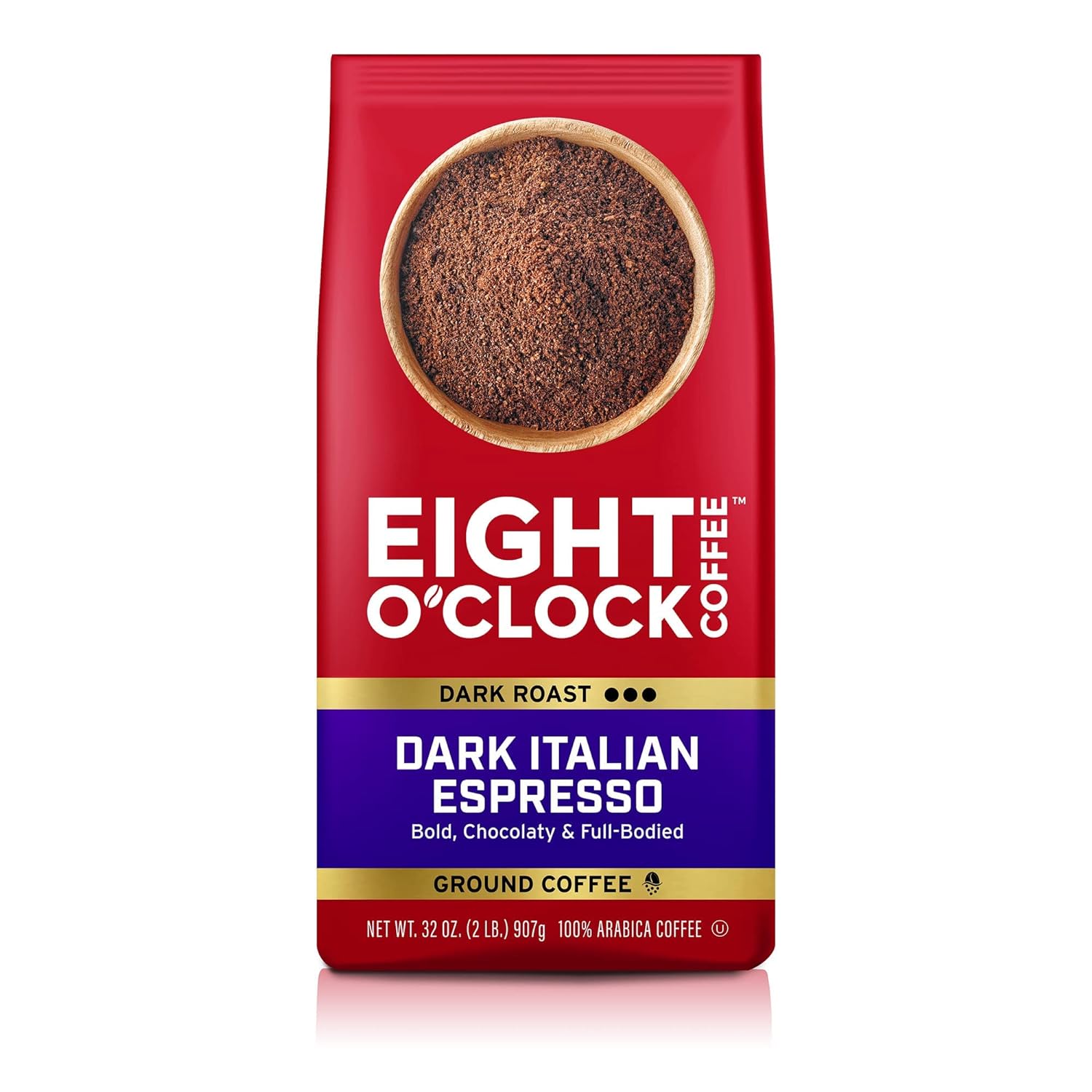 Eight O'Clock Coffee Dark Italian Espresso, 32 Ounce (Pack of 1) Dark Roast Ground Coffee, 100 % Arabica, Bold & Chocolaty