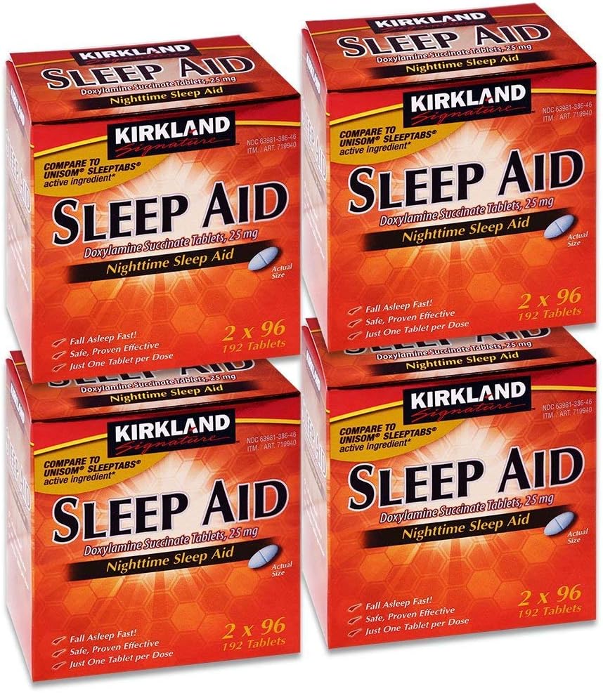 Kirkland Signature Sleep Aid Doxylamine Succinate 25 Mg, 192-Count, Pack of 4