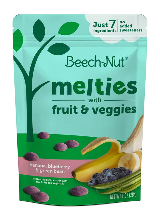 Beech-Nut Melties Baby & Toddler Snack Melts, Banana Blueberry Green Bean, 1 Oz (7 Pack)