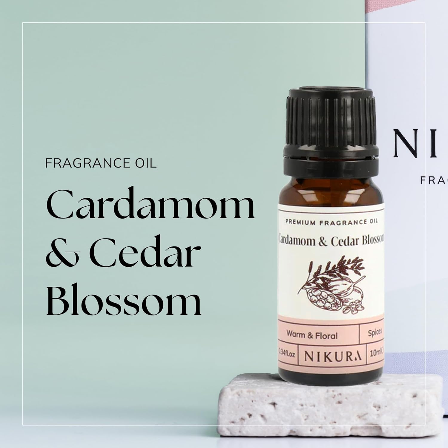 Nikura | Cardamom & Cedar Blossom Fragrance Oil - 10ml | Perfect for Soap Making, Candle Making, Wax Melts, Diffuser | Great for use in Bath Bombs, Perfume Oil, Perfume Scents | Vegan & UK Made : Amazon.co.uk: Home & Kitchen