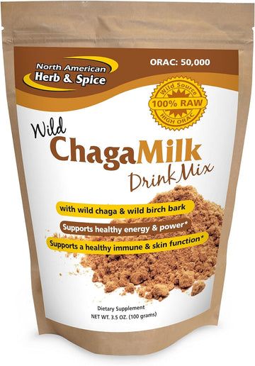NORTH AMERICAN HERB & SPICE ChagaMilk Drink Mix - 3.5 oz. - Adaptogen, Adrenal Support, Endurance & Stamina - Chaga Wild Mushroom Powder, Whole Food Herbs - Non-GMO - 36 Servings