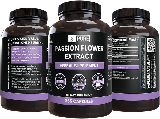 Pure Original Ingredients Passion Flower Extract (365 Capsules) No Magnesium Or Rice Fillers, Always Pure, Lab Verified