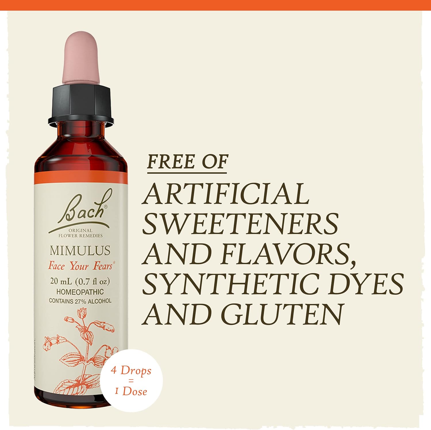 Bach Original Flower Remedies, Mimulus for Facing Fears, Natural Homeopathic Flower Essence, Holistic Wellness and Stress Relief, Vegan, 20mL Dropper : Health & Household