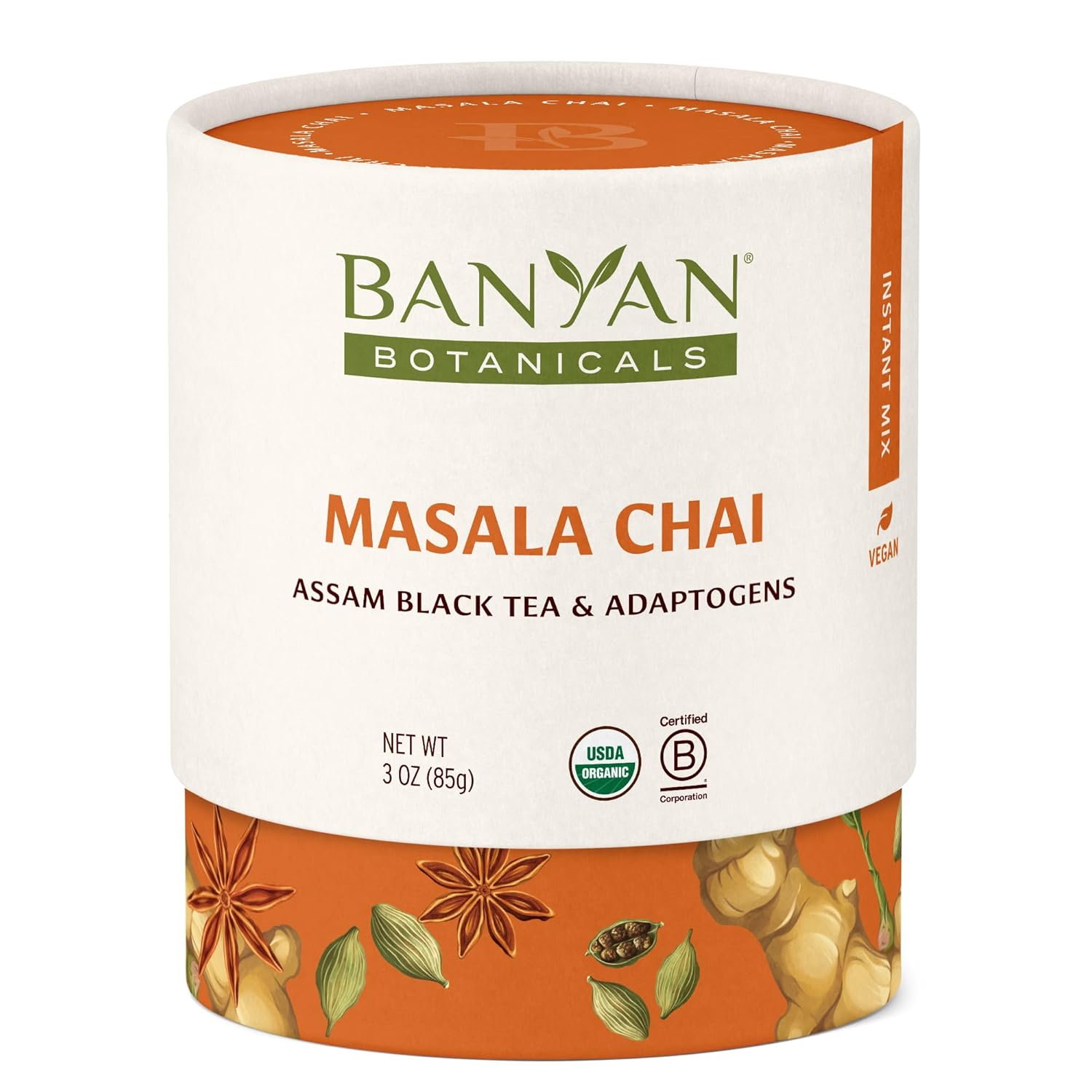 Banyan Botanicals Masala Chai - Organic Chai With Assam Black Tea & Adaptogenic Herbs - Moderately Caffeinated For Balanced Energy - 3 Oz, 42 Servings - Fair For Life, Non-Gmo, Vegan