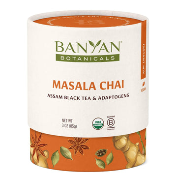 Banyan Botanicals Masala Chai - Organic Chai With Assam Black Tea & Adaptogenic Herbs - Moderately Caffeinated For Balanced Energy - 3 Oz, 42 Servings - Fair For Life, Non-Gmo, Vegan