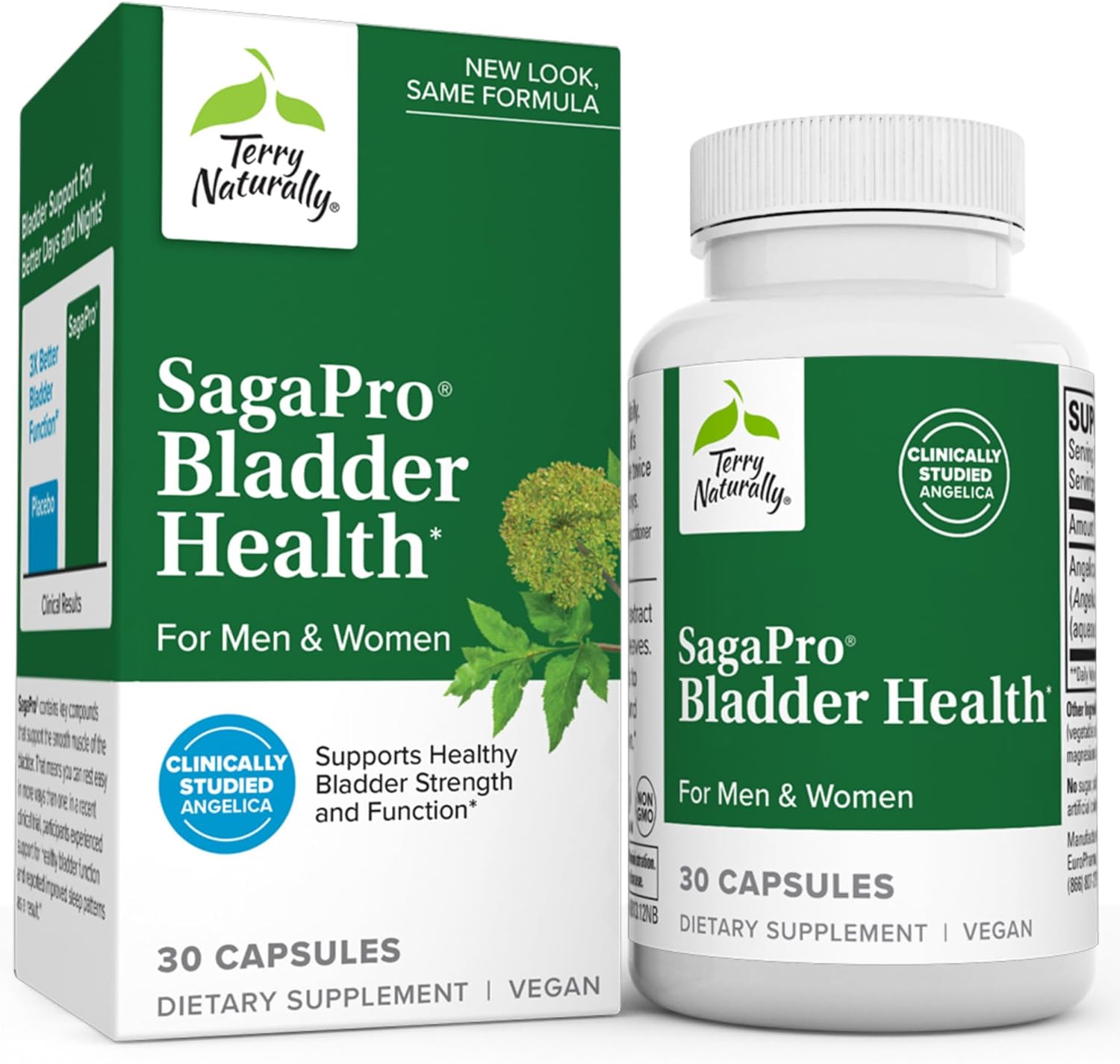 Terry Naturally Sagapro Bladder Health - 30 Capsules - Supports Bladder Strength & Function For Men & Women - Non-Gmo, Vegan, Gluten Free - 30 Servings