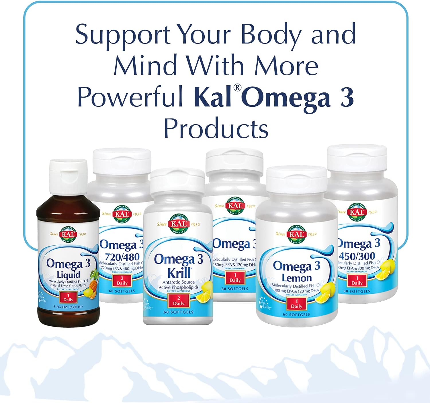 KAL Omega 3 | Omega-3 Fish Oil for Healthy Heart, Joint & Brain Support | 180mg EPA, 120mg DHA (120 CT, 120 Serv) : Health & Household