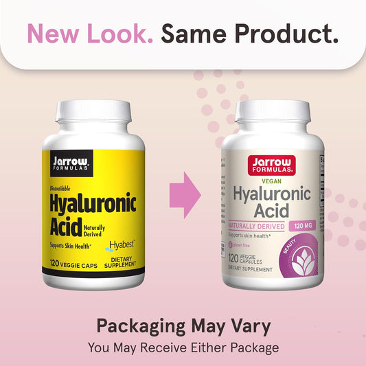 Jarrow Formulas Hyaluronic Acid 120 Mg, Dietary Supplement, Skin Health Support, 120 Veggie Capsules, Up To 60 Day Supply