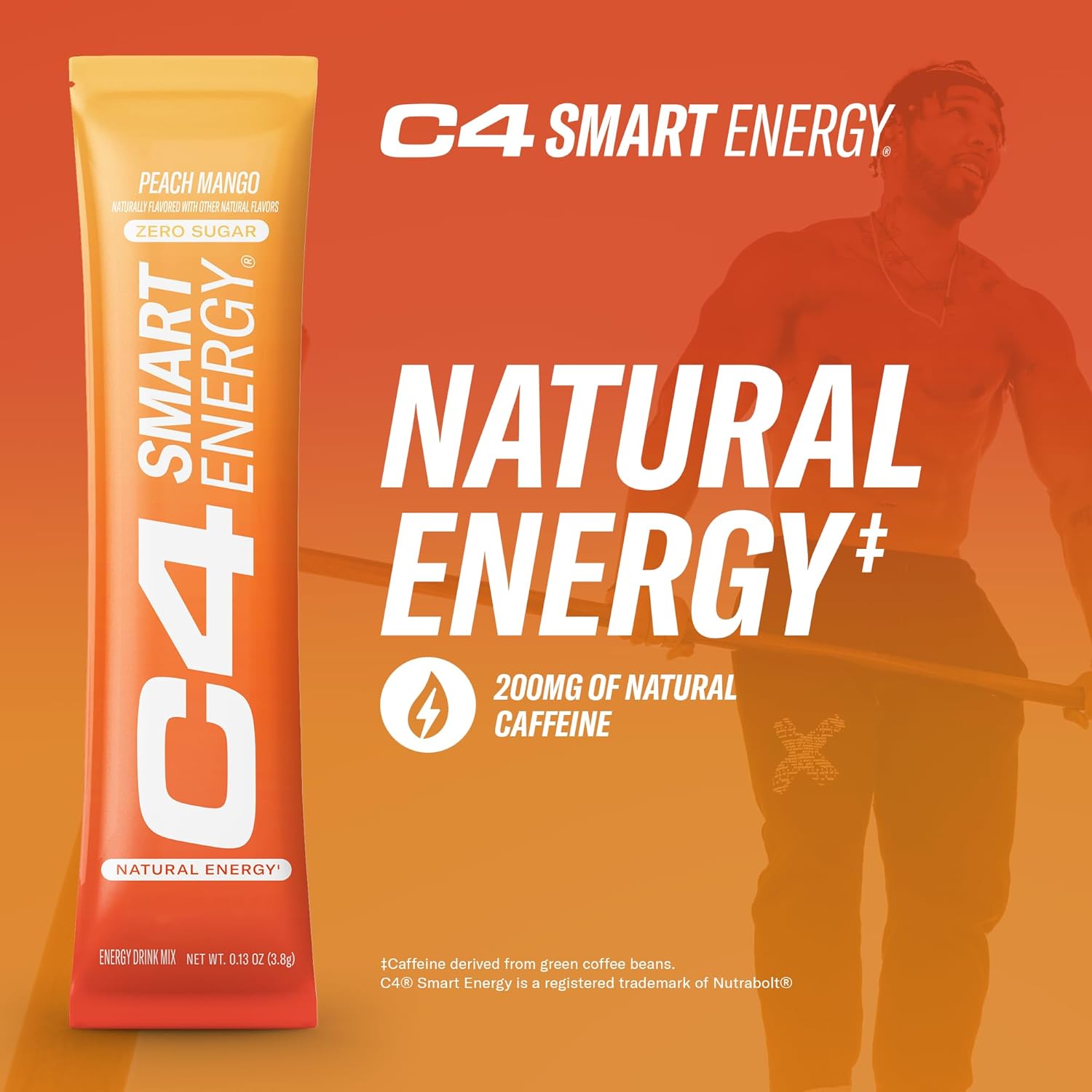 C4 Smart Energy Powder Stick Packs - Sugar Free Performance Fuel & Nootropic Brain Booster, Coffee Substitute or Alternative | Peach Mango - 14 Count : Health & Household