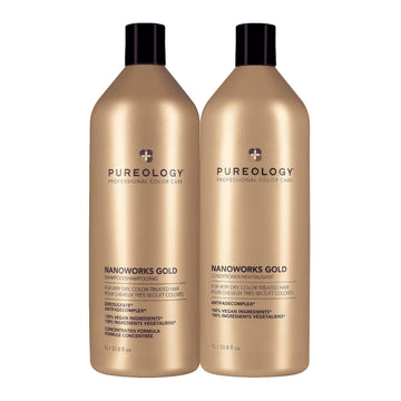 Pureology Nanoworks Gold Shampoo & Conditioner Bundle | For Very Dry, Color-Treated Hair | Sulfate-Free | Vegan | Updated Packaging | 33.8 Fl. Oz