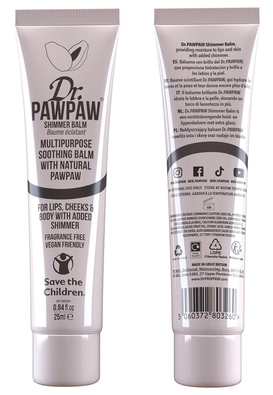 Dr.Pawpaw Shimmer, Multi-Purpose Natural No Fragrance Balm For Hydrating Lips, Skin, Hair, Cuticles, Nails & Beauty Finishing (3 X 25 Ml)