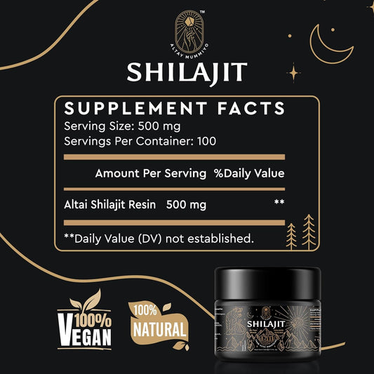 Shilajit Resin With Fulvic Acid & Trace Minerals, Original Siberian Pure Shilajit With 85+ Humic Acid Supplement For Energy & Immune System - 100 Serving / 50G (2 Pack), Gel