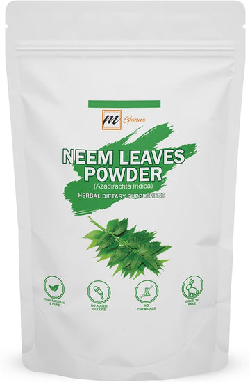 100% Natural Neem Leaf Powder Pure Azadirachta Indica Ayurvedic Herb for Skin, Hair Care and Cosmetic Formulations 227 GMS / 0.5 LBS