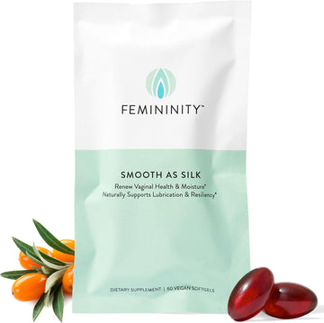 Femininity Smooth as Silk 30-Day Refill for Vaginal Dryness (60 Softgels) – Sea Buckthorn Oil with 365mg Omega 7 + Omega 3 and Omega 9