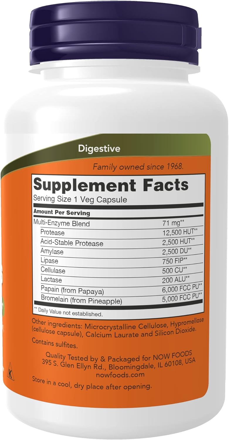 NOW Supplements, Plant Enzymes with Lactase, Protease, Papain and Bromelain, 120 Veg Capsules