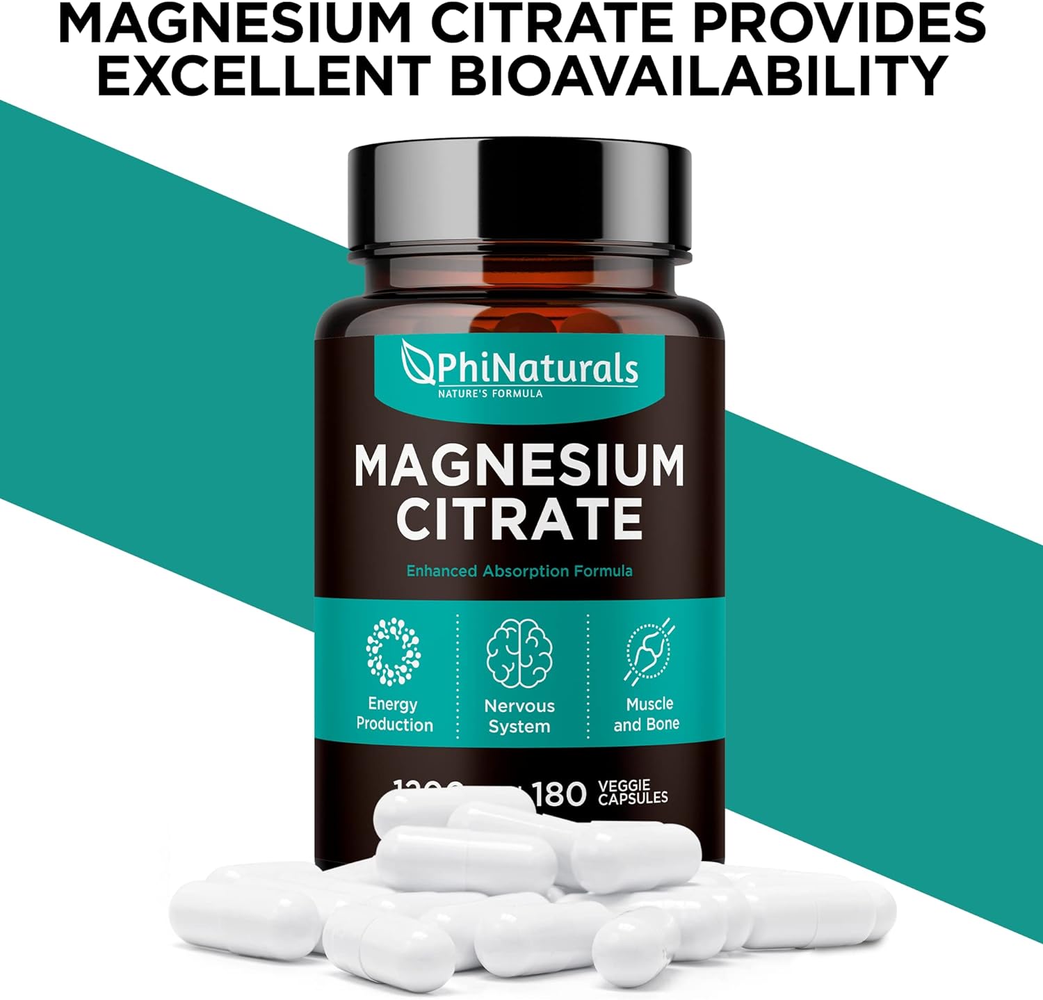 Magnesium Citrate Powder Capsules 400mg – [180 Count] Pure Non-GMO Supplements – Made in The USA : Health & Household