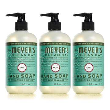 Mrs. Meyer'S Clean Day Hand Soap, Made With Essential Oils, Biodegradable Formula, Basil, 12.5 Fl. Oz - Pack Of 3