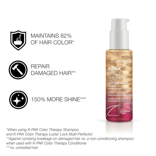 Joico K-Pak Color Therapy Luster Lock Glossing Oil | For Color-Treated Hair | For Color-Protection & Shine | Tame Frizz | With Keratin & Argan Oil