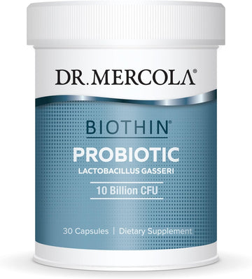 Dr. Mercola Biothin Probiotic 10 Billion CFU Dietary Supplement, 30 Servings (30 Capsules), Supports Optimal Digestion and Regularity*, Non GMO, Gluten Free, Soy Free