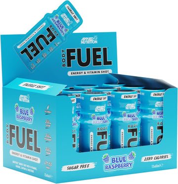 Applied Nutrition Bodyfuel Energy Shot - Body Fuel Prime Energy Shot, Physical Performance With B-Vitamins, Taurine, Caffeine, Sugar Free, Zero Calories (Box 12 Units X 60Ml) (Blue Raspberry)