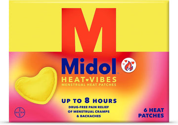 Midol Heat Vibes Menstrual Pain Relief Heat Patches - 6 Count Pack for Period Cramps and Backache