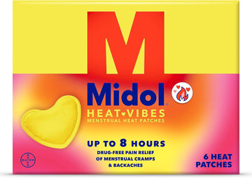 Midol Heat Vibes Menstrual Pain Relief Heat Patches - 6 Count Pack For Period Cramps And Backache