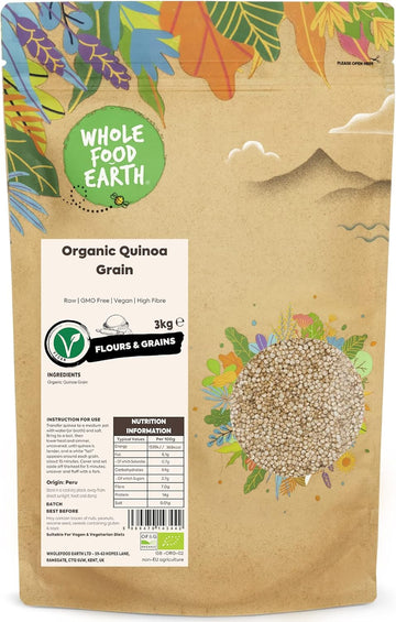 Wholefood Earth Organic Quinoa Grain – 250G | Raw | Gmo Free | Vegan | High Fibre | Certified Organic