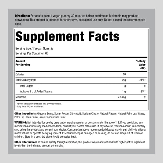 Piping Rock Melatonin Gummies 2.5 mg | 60 Count | Strawberry Flavor Gummy Supplement | Vegan, Non-GMO and Gluten Free