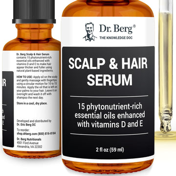 Dr. Berg (All In One) Hair Serum With Jojoba Oil & Castor Oil For Fuller Thicker Looking Hair | Contains 15 Plant-Based Natural Hair Oils | Enhancement With Vitamin E & D | 2 Fl Oz