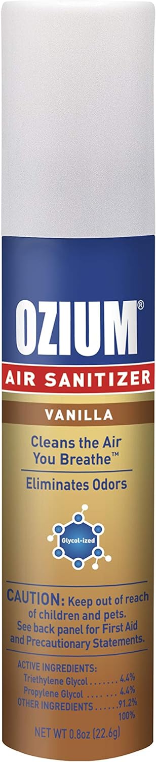 Ozium 0.8 oz. Air Sanitizer & Odor Eliminator for Homes, Cars, Offices and More, Vanilla Scent, Pack of 6