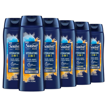 Suave Hydrating 3 In 1 Hair Body And Face Wash Citrus And Musk 6 Count Body Soap For Hydrated Skin And Hair With An All Day Fresh Scent 18 Oz
